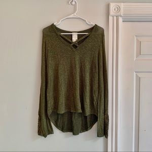 Forest Green Long Sleeve-Bell Sleeve Sweater
